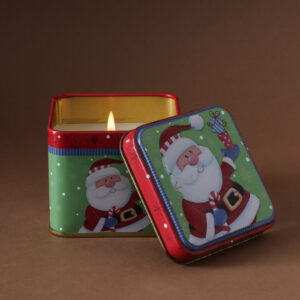 Vela En Lata Navidad - Cuadrada