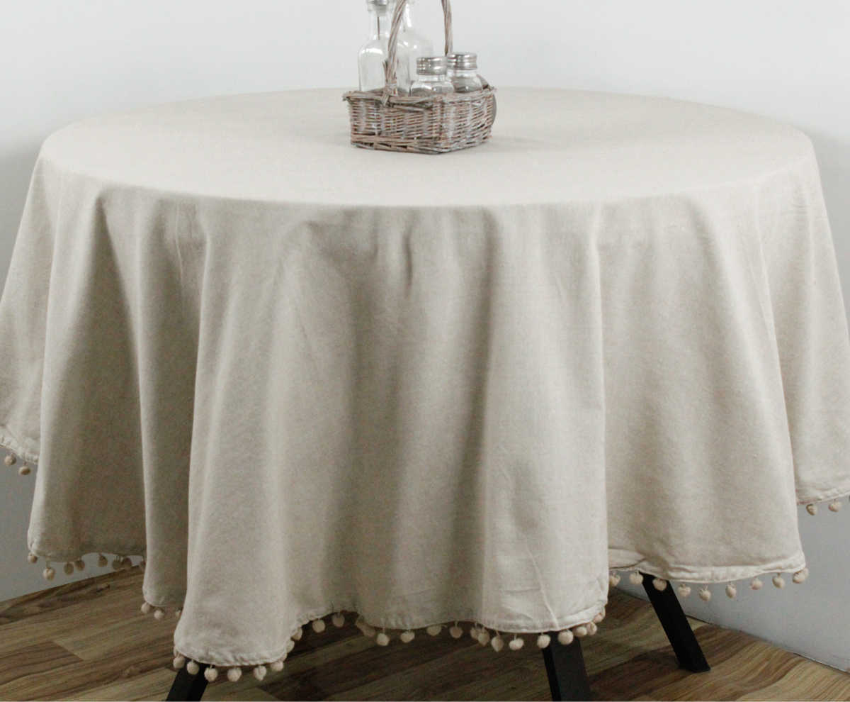 Mantel Con Pompones 160 Redondo