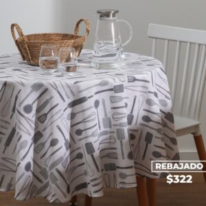 Mantel Algodón Estampado Redondo 160