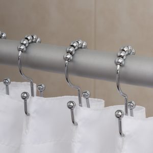 Set x12 Gancho Doble Cortina Baño Silver